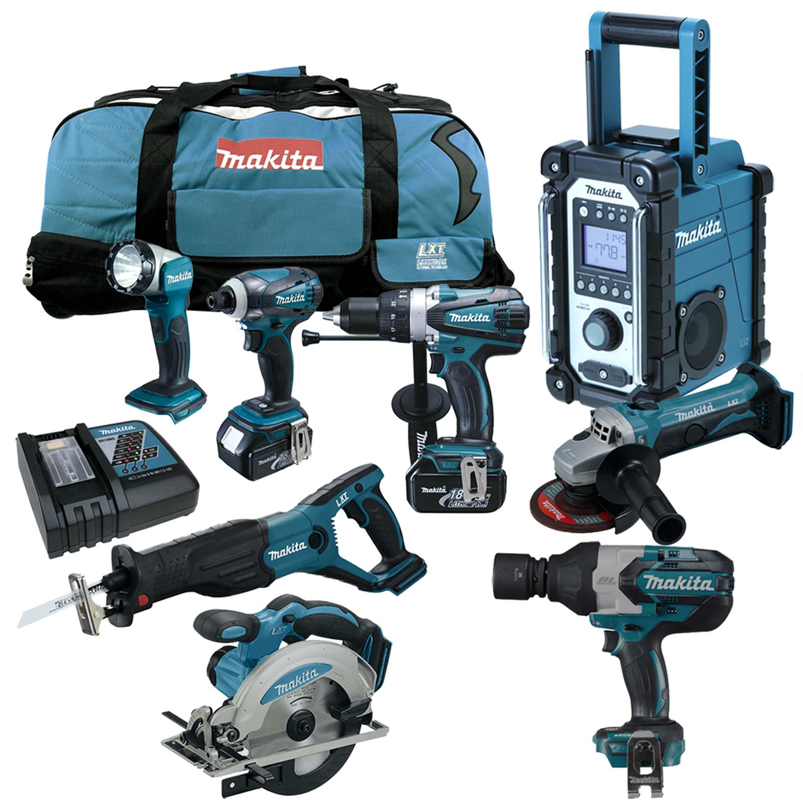 12tlg. MAKITA 18V Profi Akku Werkzeug Set +DTW1001RMJ ...