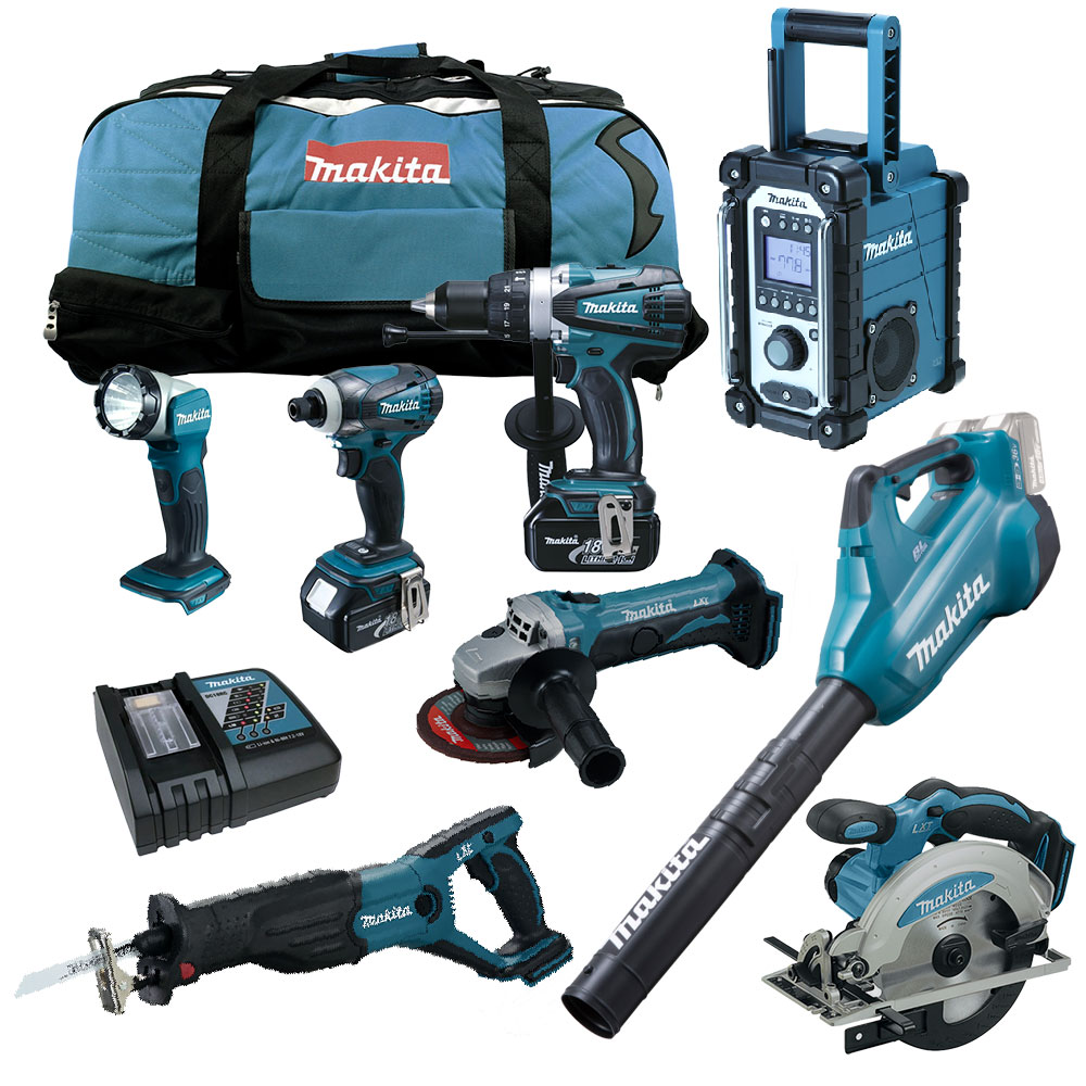 MAKITA LXT 18V 10tlg. Akku Werkzeug Set + DUB362RF2 Akku